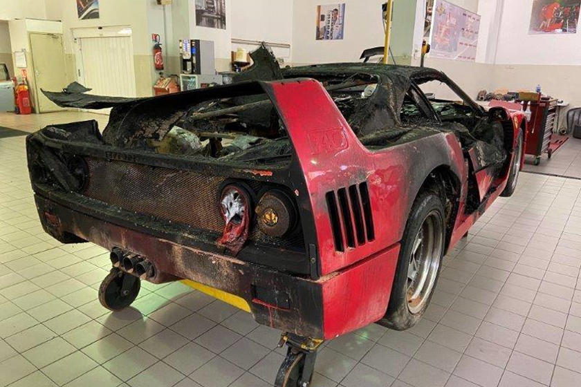 A freshly restored Ferrari F40 is set ablaze