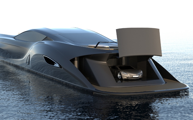 SC166 super-yacht by Gray Design includes custom-made supercar