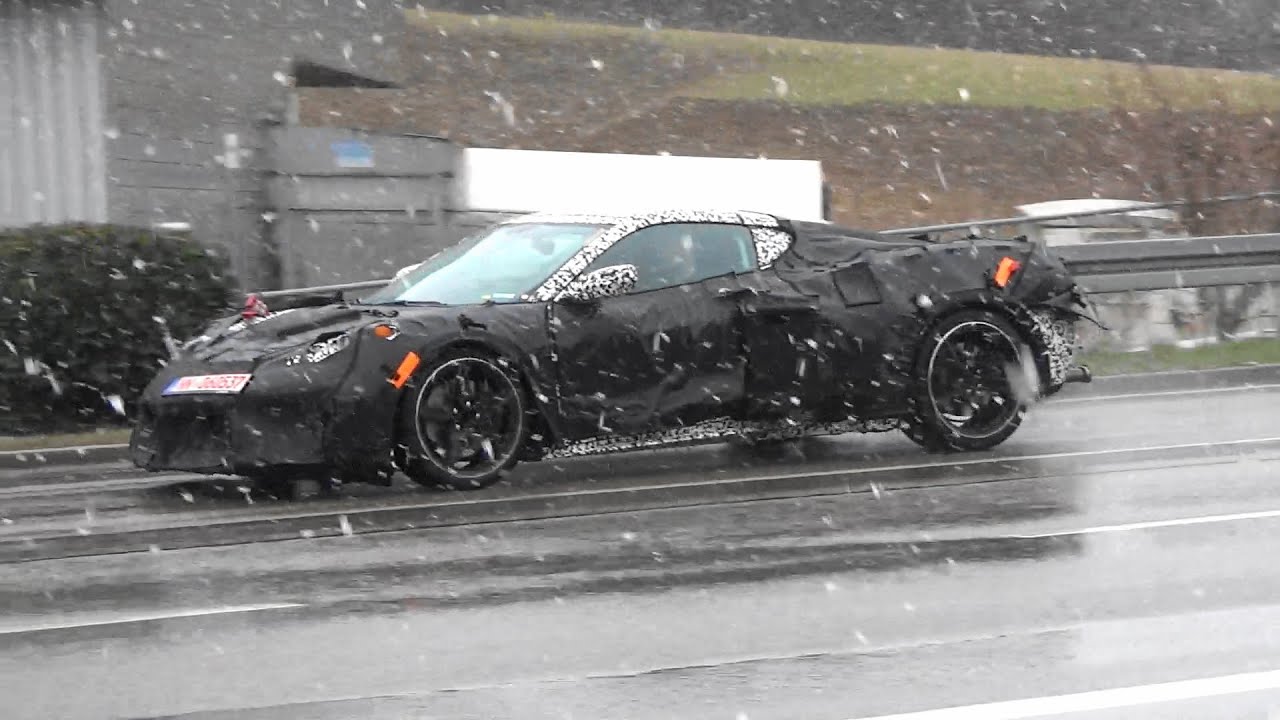 Chevy Corvette C8 heavily disguised in Snowy Germany