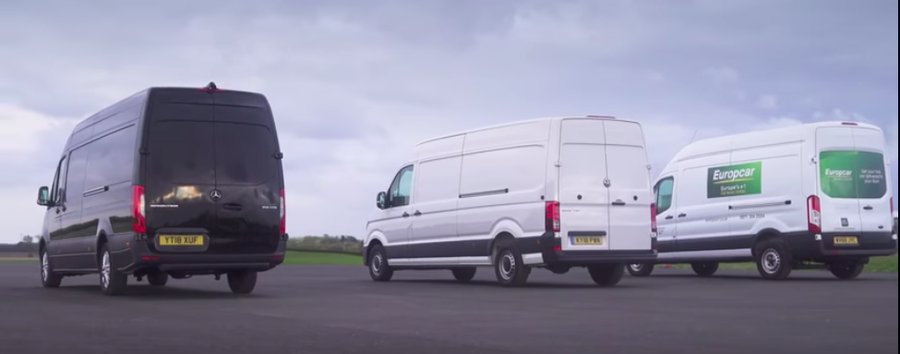 Ford Transit Drag Races VW Crafter and Mercedes Sprinter for Fun
