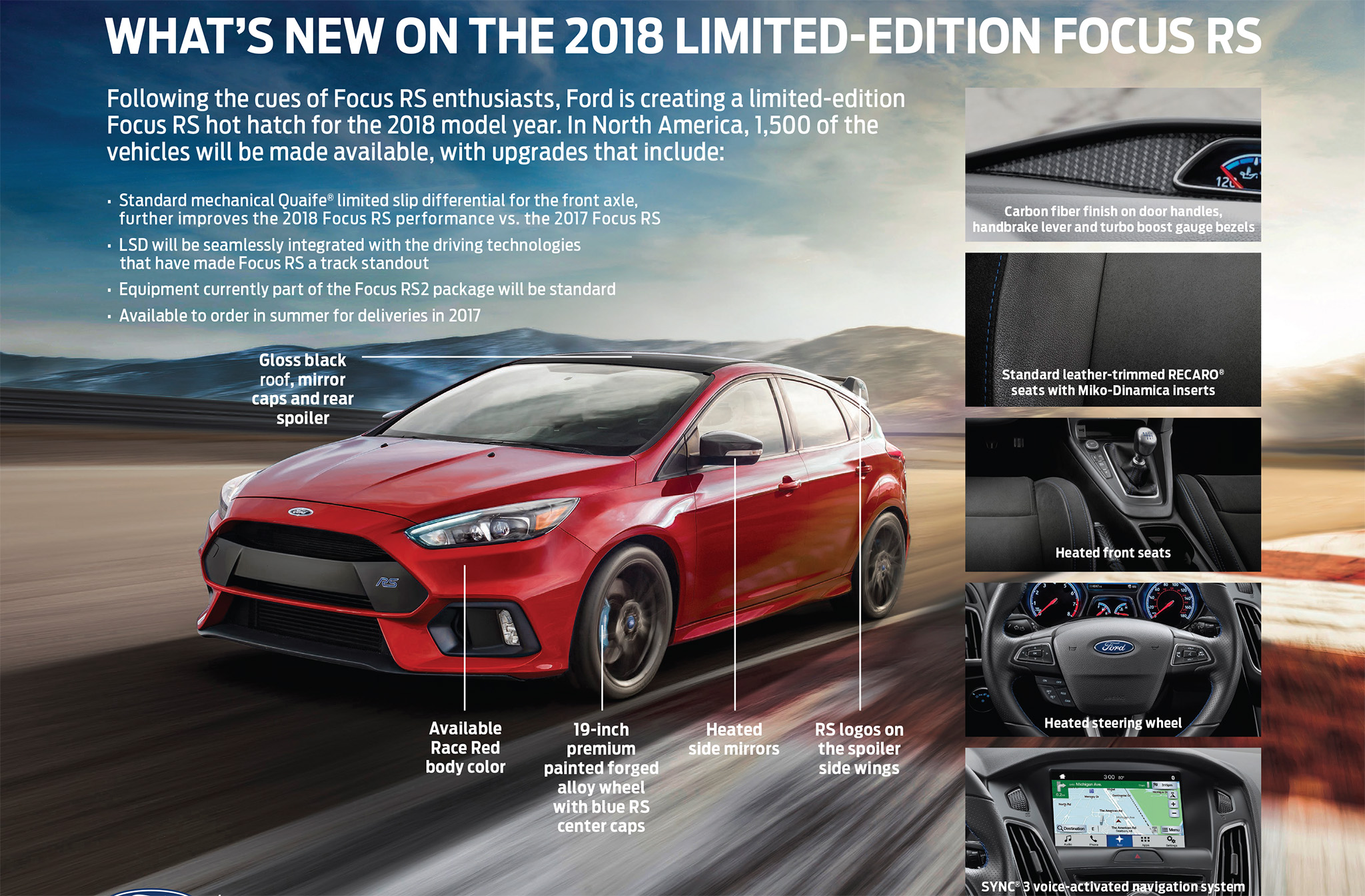 Limited-Edition 2018 Focus RS gets LSD up front, Race Red Color