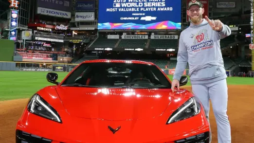 Stephen Strasburg, World Series MVP of the World Series, receives a 2020 Chevy Corvette