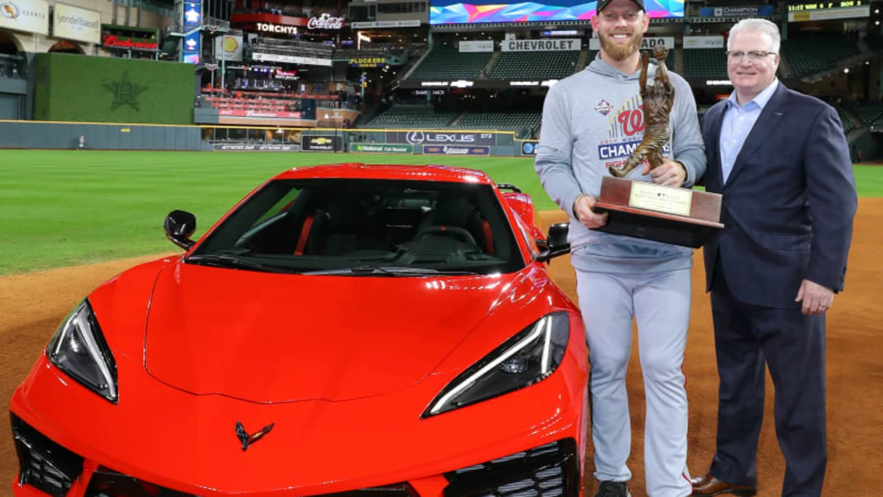 Stephen Strasburg, World Series MVP of the World Series, receives a 2020 Chevy Corvette
